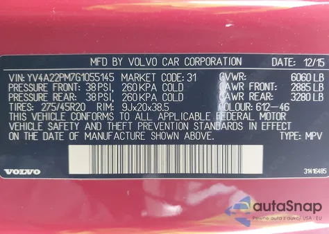 2016 Volvo Xc90 T6 R-Design from USA, damaged, VIN YV4A22PM7G1055145